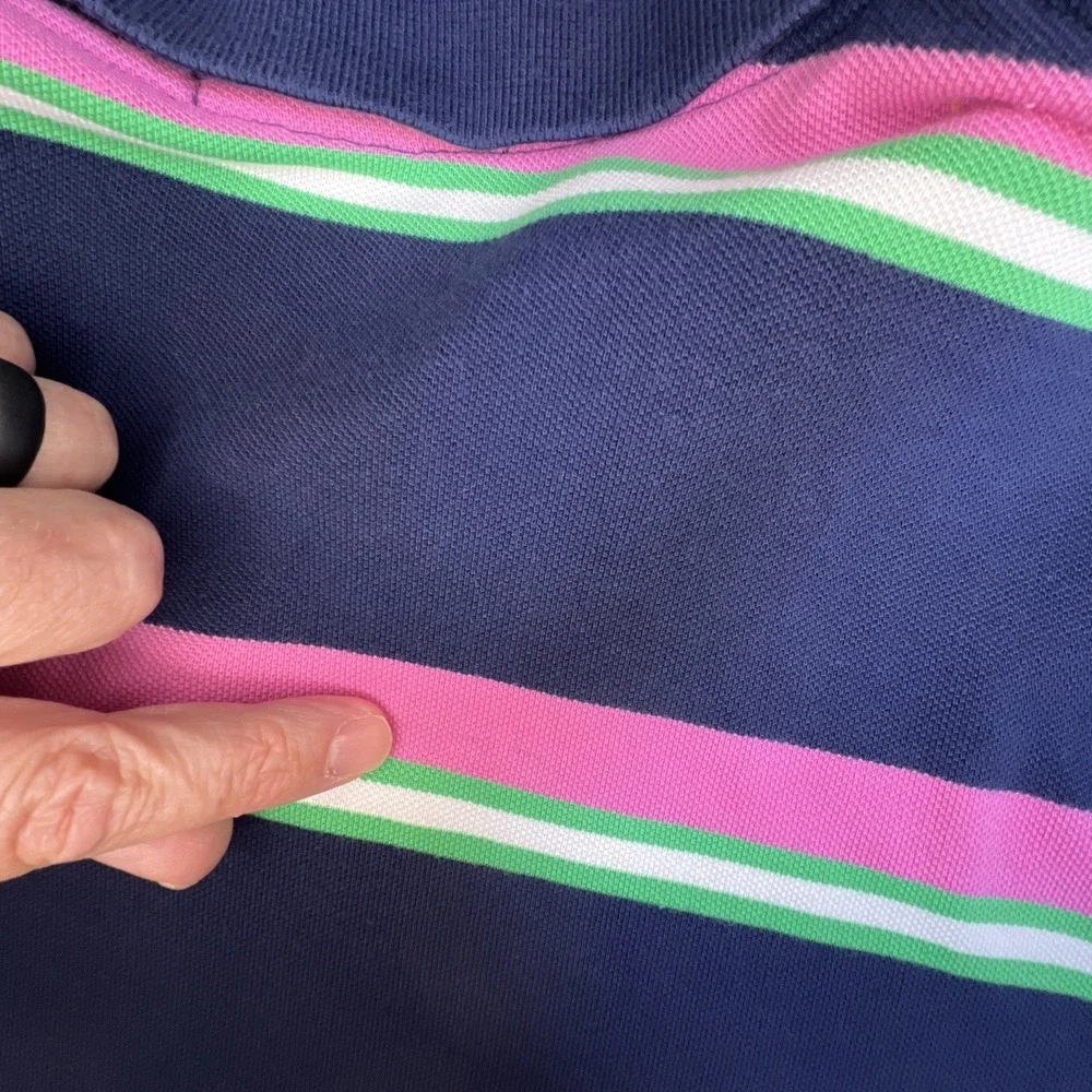 Polo by Ralph Lauren Blue Tag Polo XXL Prep Navy Pink Multi Stripe Y2K Prep VTG